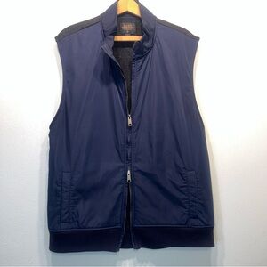 Allen Edmonds Sleeveless Vest Wool Blend Back/Navy Front Zip Preppy Golf